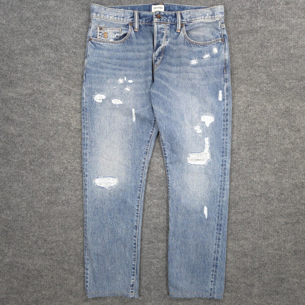 Todd Snyder Jeans Mens *34X29* Blue Slim Fit Redline Selvedge Distressed Denim